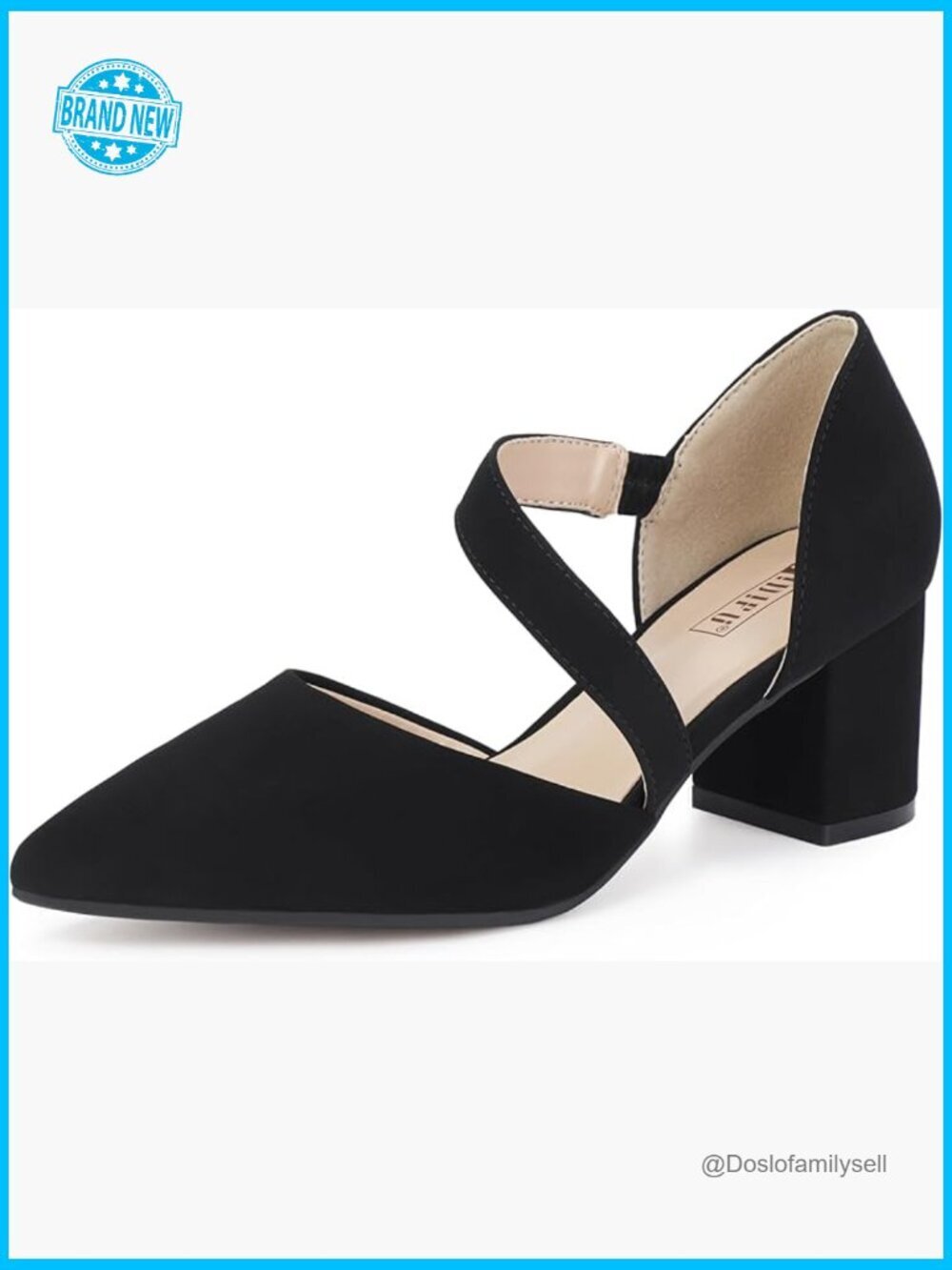 Pointed Toe Strappy Block Heels for Women Dressy Low Chunky Heel Wedding Bridal